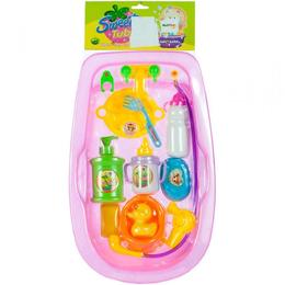Set de joaca MalPlay Cadita pentru papusi cu dus si 12 accesorii