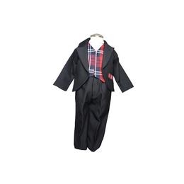 Set costum elegant baieti 3 piese, simonique, 0-6 luni, negru si carouri rosii