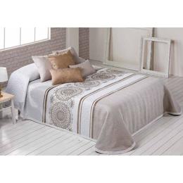 Set cuvertura cu doua fete de perna, matlasata, reversibila, jimena, 220x240 cm, bej