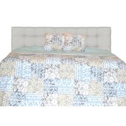 Set cuvertura cu pernute decor, matlasata, colectia luxurio, ginko, 220x240 cm, albastru