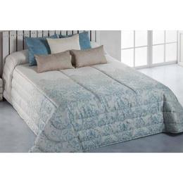 Set cuvertura cu doua fete de perna, matlasata, colectia winter luxurio, topacio, 220x240 cm, bej si turcoise