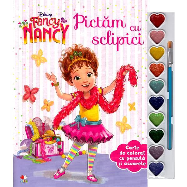 Disney: fancy nancy. pictam cu sclipici. carte de colorat cu pensula si acuarele, editura litera