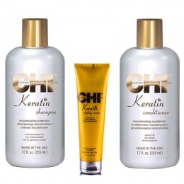 Pachet CHI Farouk Keratin 1 - Sampon, Balsam si Crema de Par