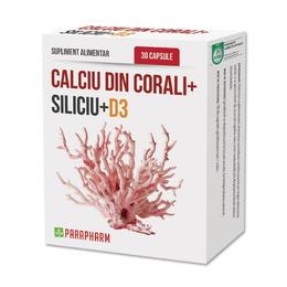 Calciu din corali + siliciu + vitamina d3 quantum pharm, 30 capsule