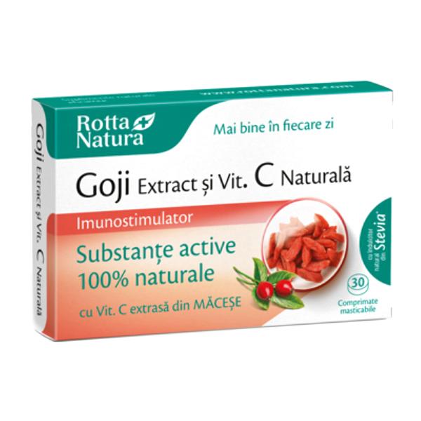 Goji Extract si Vitamina C Naturala Rotta Natura, 30 comprimate masticabile