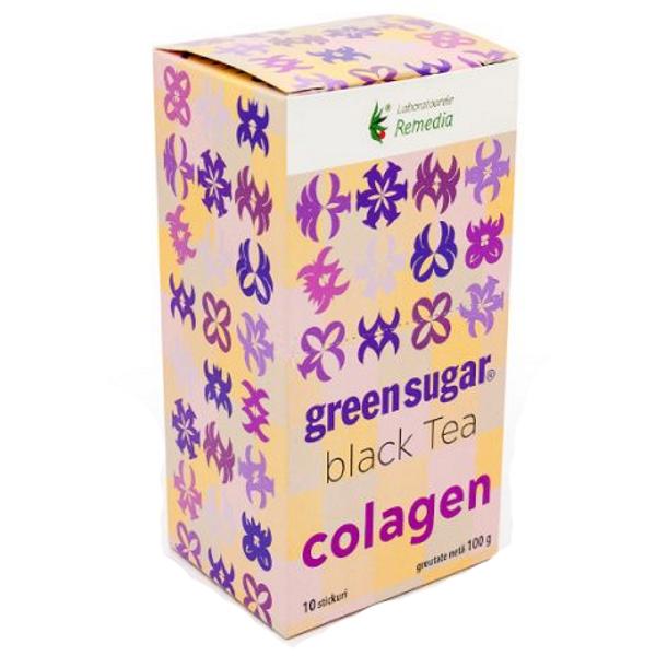 Smoothie Ceai Negru, Green Sugar si Colagen Remedia, 10 stick-uri