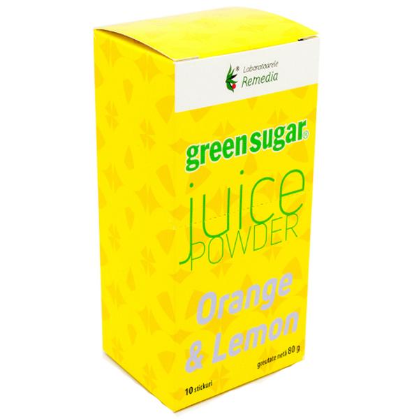 Green Sugar Juice Portocale si Lamai Remedia, 10 stick-uri