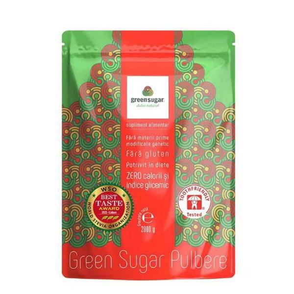Indulcitor Natural din Extract De Stevie Green Sugar Pulbere - Remedia, 2000 g