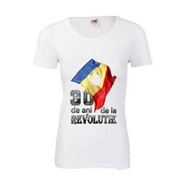 Tricou dama personalizat fruit of the loom, alb, suvenir 30 ani de la revolutie, S