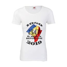 Tricou dama personalizat fruit of the loom, alb, 30 de ani de libertate, m