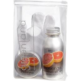 Set cadou mic spicy (ghimbir si grepfruit), gel de dus 250ml, unt de corp 100g si manusa baie, greenland
