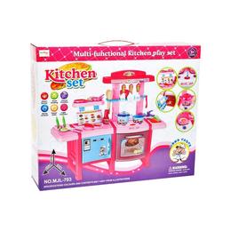 Bucatarie copii MalPlay cu frigider,aragaz,accesorii,sunete si lumini, roz