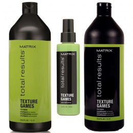 Pachet Matrix Total Results Texture Games - Sampon, Balsam si Spray Leave - In