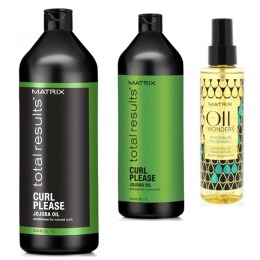 Pachet matrix total results curl please - sampon, balsam si ulei leave - in