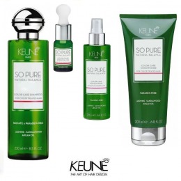 Pachet Keune So Pure Color Care - Sampon, Balsam, Ulei Esential si Spray Leave In