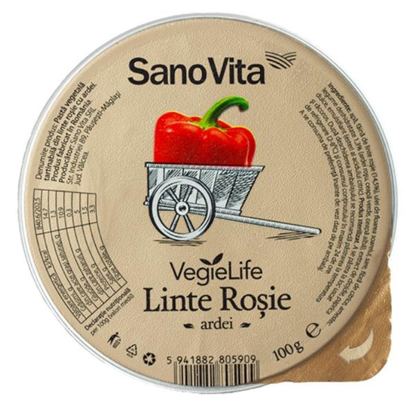Pasta Vegetala din Linte Rosie cu Ardei Sano Vita, 100g