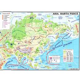 Asia - harta fizica + harta politica 1:46.000.000 (pliata), editura carta atlas