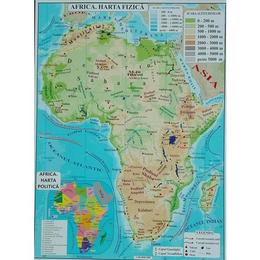 Africa + australia - harta fizica a3, editura carta atlas