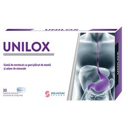 Unilox Guma de Mestecat cu Menta si Minerale Solacium Pharma, 30 comprimate