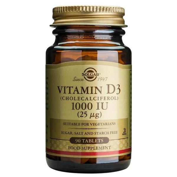 Vitamina D3 1000 UI (25 mcg) Solgar, 90 comprimate
