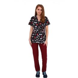 Costum medical, femei, cu anchior in forma v, cu trei buzunare aplicate, grena, m intl