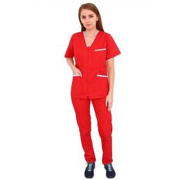 Costum medical, femei, cu anchior in forma v, cu trei buzunare aplicate, dots, xl intl
