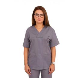 Halat medical, dama, cu anchior in forma v, cu trei buzunare aplicate, gri, xs intl