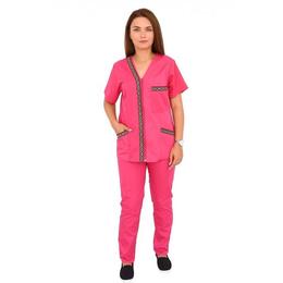 Costum medical, femei, cu anchior in forma v, cu trei buzunare aplicate, ciclam, xs intl
