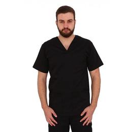 Halat medical, barbati, cu anchior in forma v, cu trei buzunare aplicate, neagra, xs intl