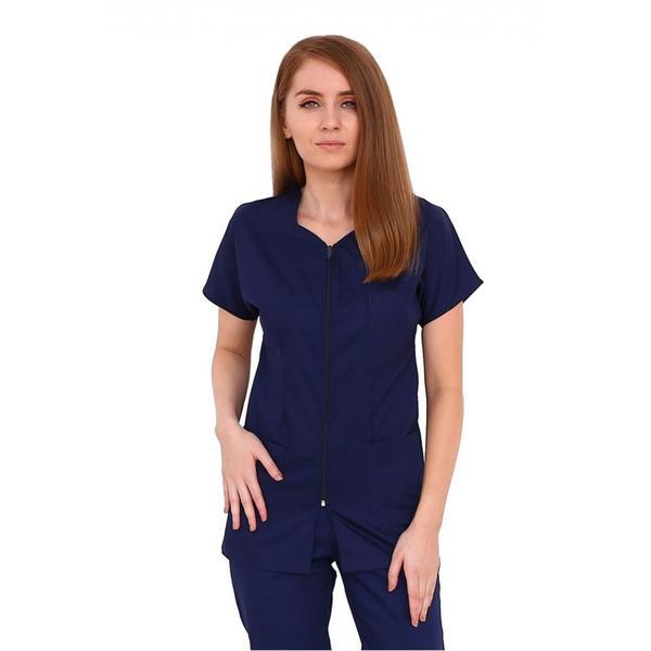 Halat medical, dama,cu fermoar si trei buzunare aplicate, bleomarin, m intl