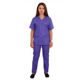 Costum medical, unisex, cu anchior in forma v, cu trei buzunare aplicate, mov, 2xl intl