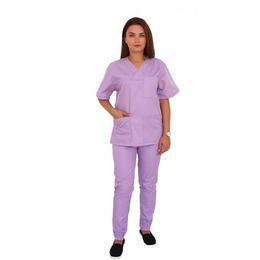 Costum medical, unisex, cu anchior in forma v, cu trei buzunare aplicate, lila, xs intl