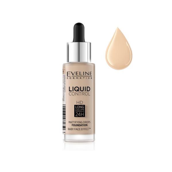 Fond de ten Eveline Cosmetics, Liquid Control HD, 030 Sand Beige, 32 ml