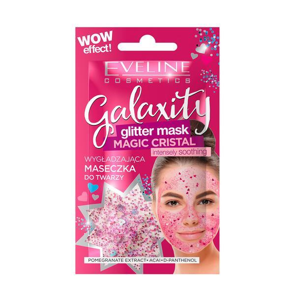 Masca de fata cu sclipici, Eveline Cosmetics, Galaxity Magic Cristal, intensely smoothing, 10 ml