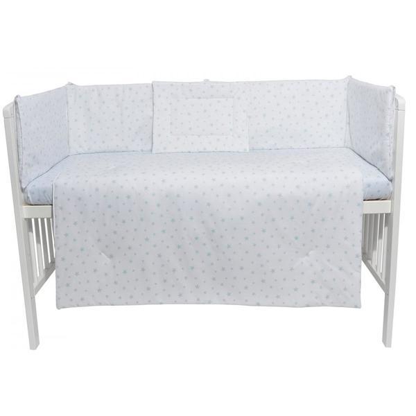 Lenjerie patut cu 5 piese turquoise stars light