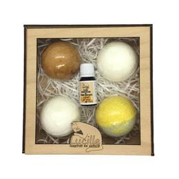 Set cadou bile efervescente de baie lucille in cutie cadou - cocos si citrice, 500g