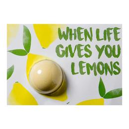 Set cadou felicitare cu bila efervescenta de baie 40g + plic when life gives you lemons, bomb cosmetics