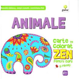 Animale. Carte de colorat Zen pentru copii, editura Gama