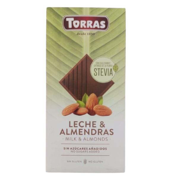 Ciocolata cu Lapte si Migdale fara Zahar Torras, 125 g