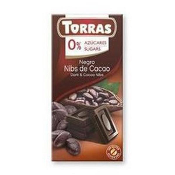 Ciocolata Neagra si Bucati de Cacao Torras, 75 g