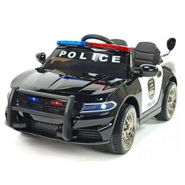 Masinuta electrica Police Patrol Black cu scaun de piele