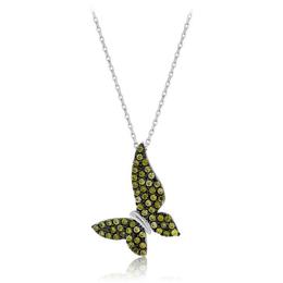 Colier din aur alb de 14k cu pandantiv fluturas - bijuteria stil (cod olpkq03159)