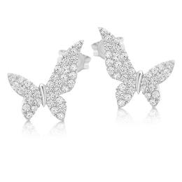 Cercei din aur alb de 14k cu pietre albe model fluturas- bijuteria stil (cod ceoy0002268)