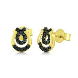 Cercei din aur galben de 14k cu pietre negre model fundita- bijuteria stil (cod ceoy0001785)
