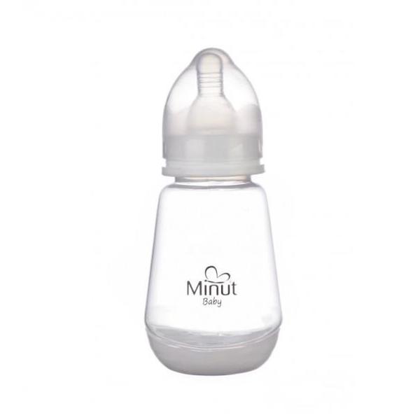 Biberon cu Tetina Silicon Rotunda si Capac - Minut, + 0 luni, 150 ml