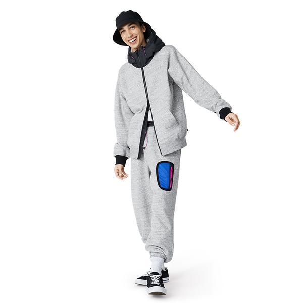 Hanorac barbati Converse Mixed Media Full-Zip Hoodie 10017907-080, S, Gri