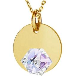 Colier argint 925 lant argint 925 placat cu aur galben 18k cu swarovski cristale transparente mov violet cu pandantiv rotund glassideas jewelry 