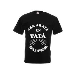 Tricou barbatesc personalizat fruit of the loom, negru, asa arata un tata super 2xl