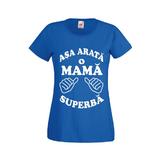 Tricou dama personalizat Fruit of the loom, albastru, Asa arata o mama superba 2XL