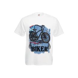 Tricou personalizat fruit of the loom barbat biker route 66 alb xl